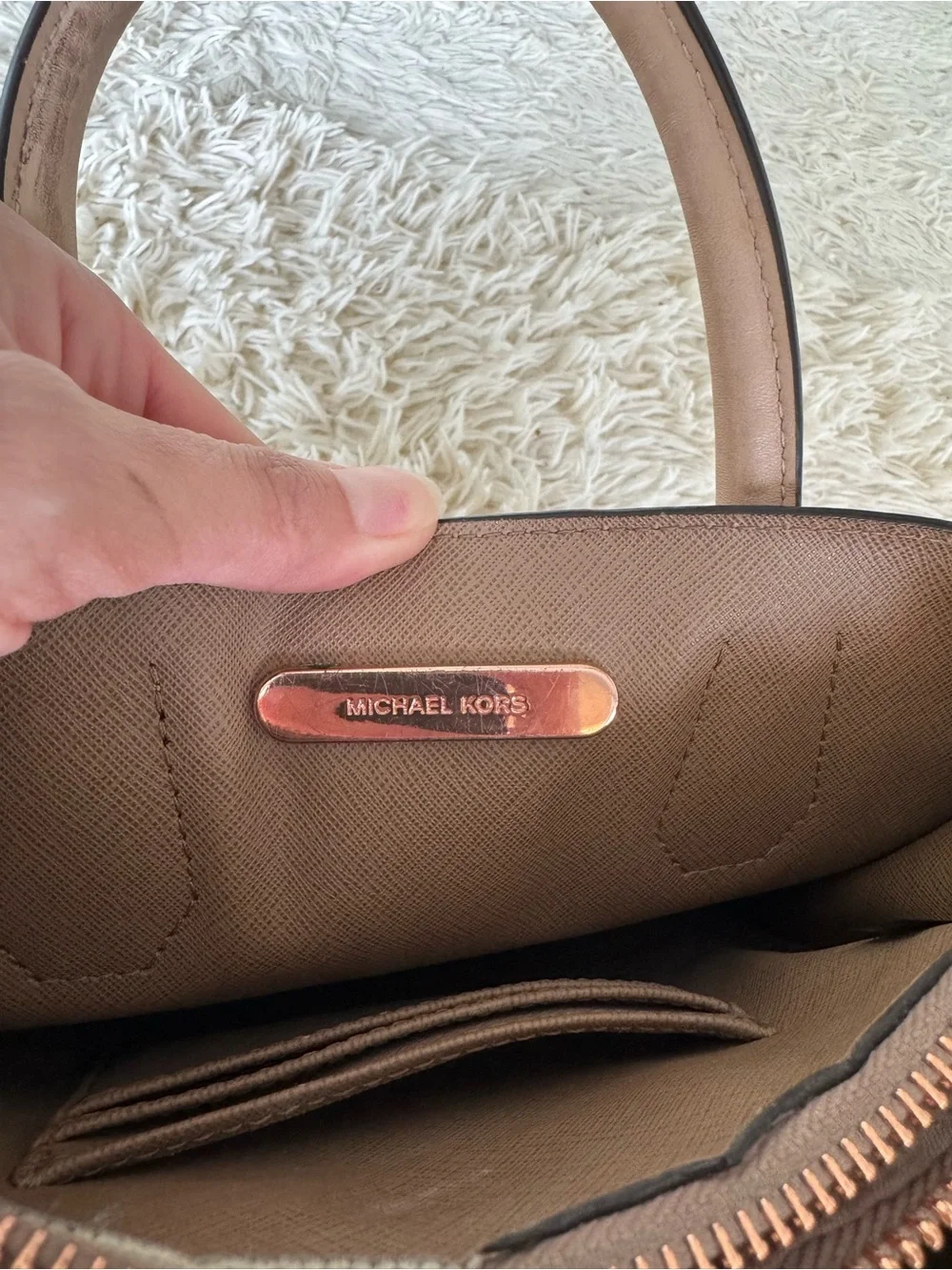 Michael Kors Oyster embossed leather medium Mercer messenger bag with wallet
